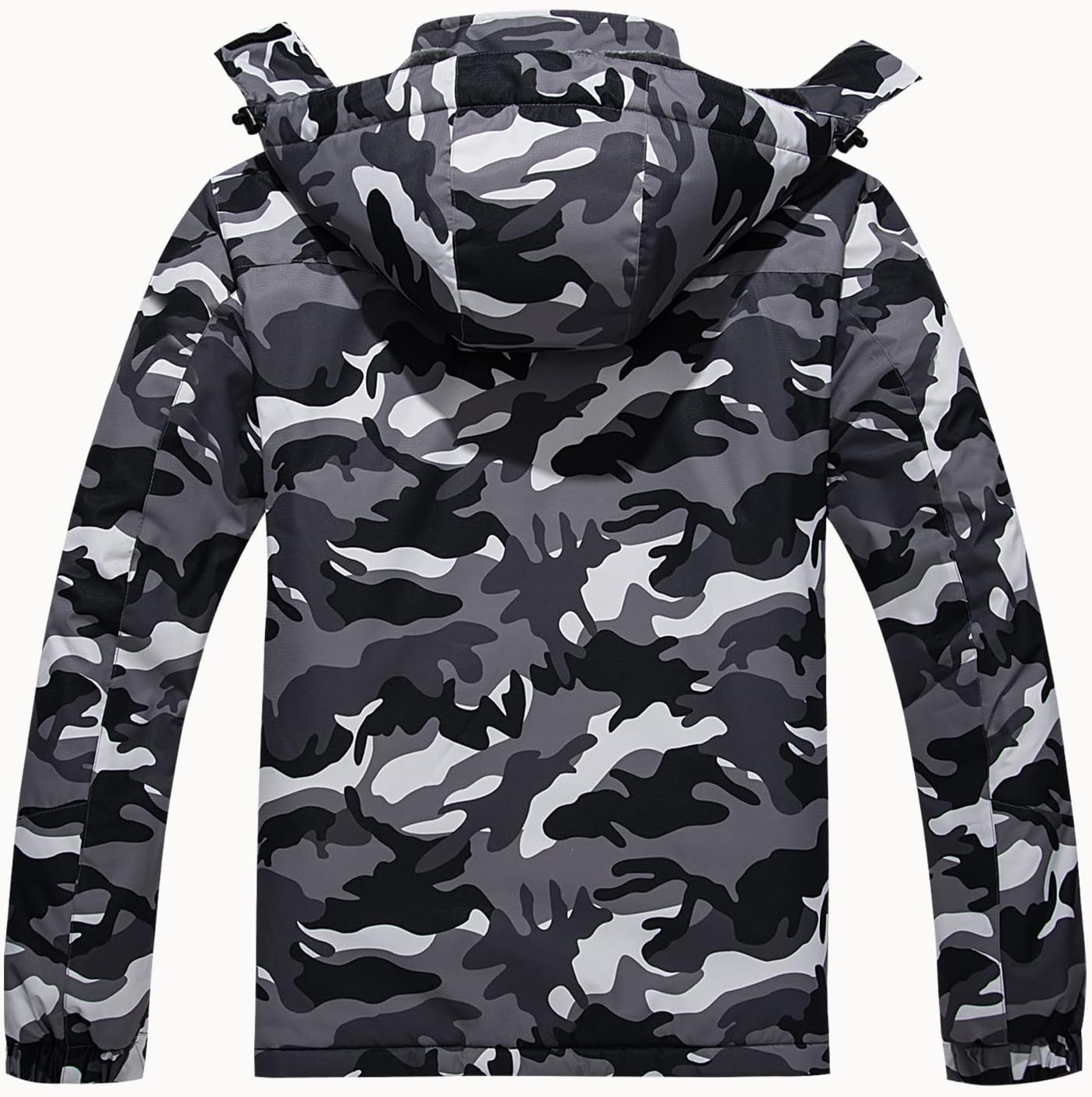 KEFITEVD Men's Ski Jacket, Breathable Warm Lined Winter Jacket with Removable Hood, Snowboard Jacket, Waterproof Outdoor Jacket