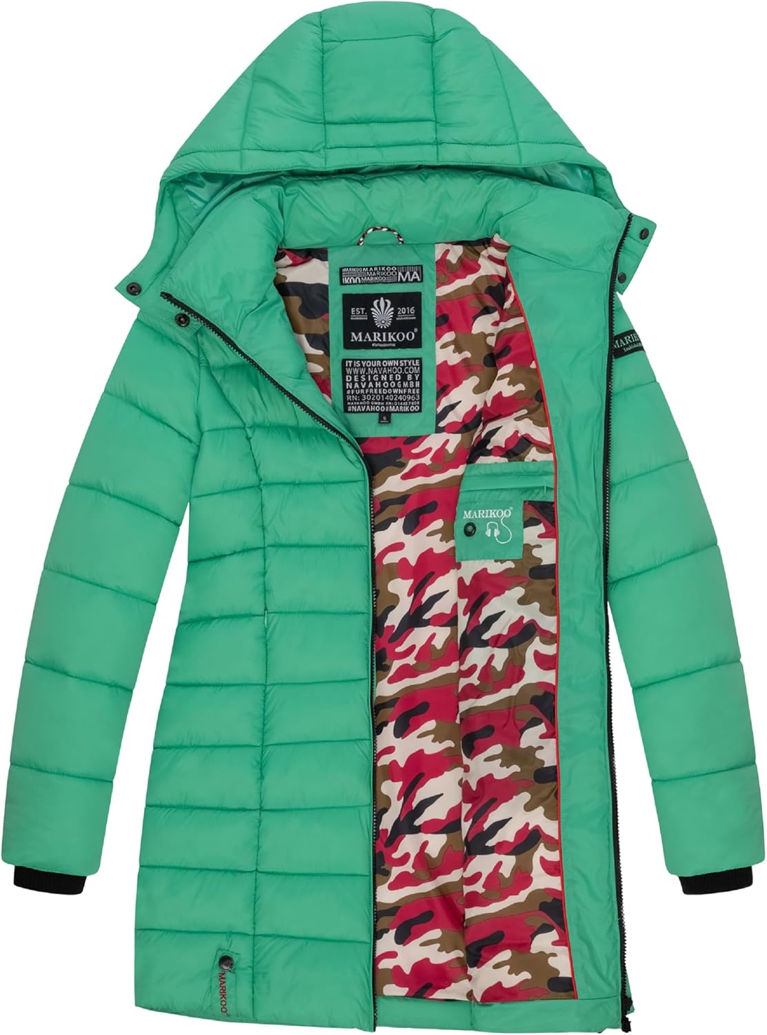 Marikoo Women's Quilted Winter Coat with Evening Star in sizes XS-XXL