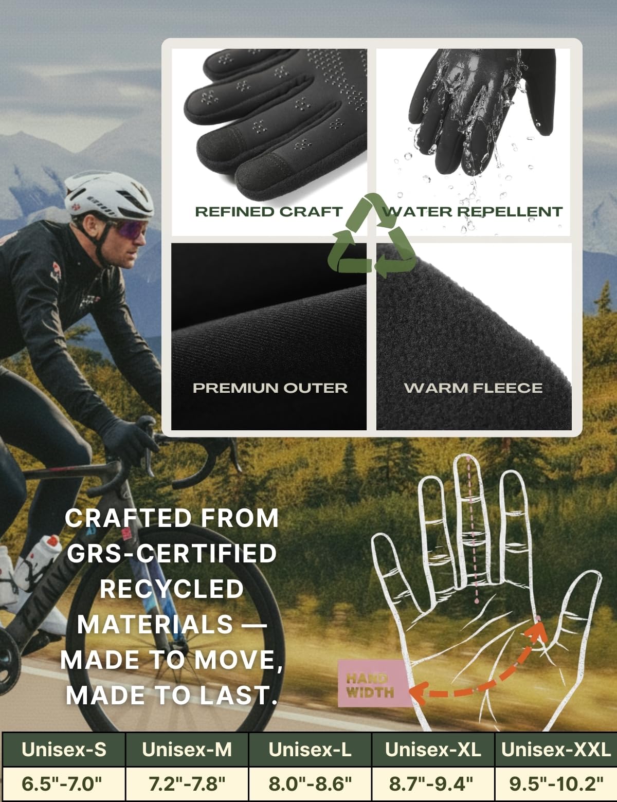 Winter Gloves Women Men Cold Weather Touch Screen 3-Layers Liner Glove for Running, Cycling, Biking, Hiking, Driving