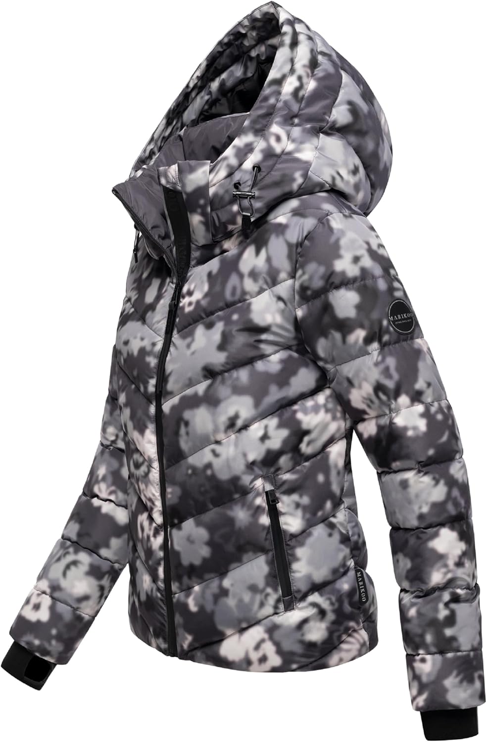 MARIKOO Women's Winter Jacket, Warm Quilted Jacket with Detachable Hood, Samuiaa XVI XS-3XL