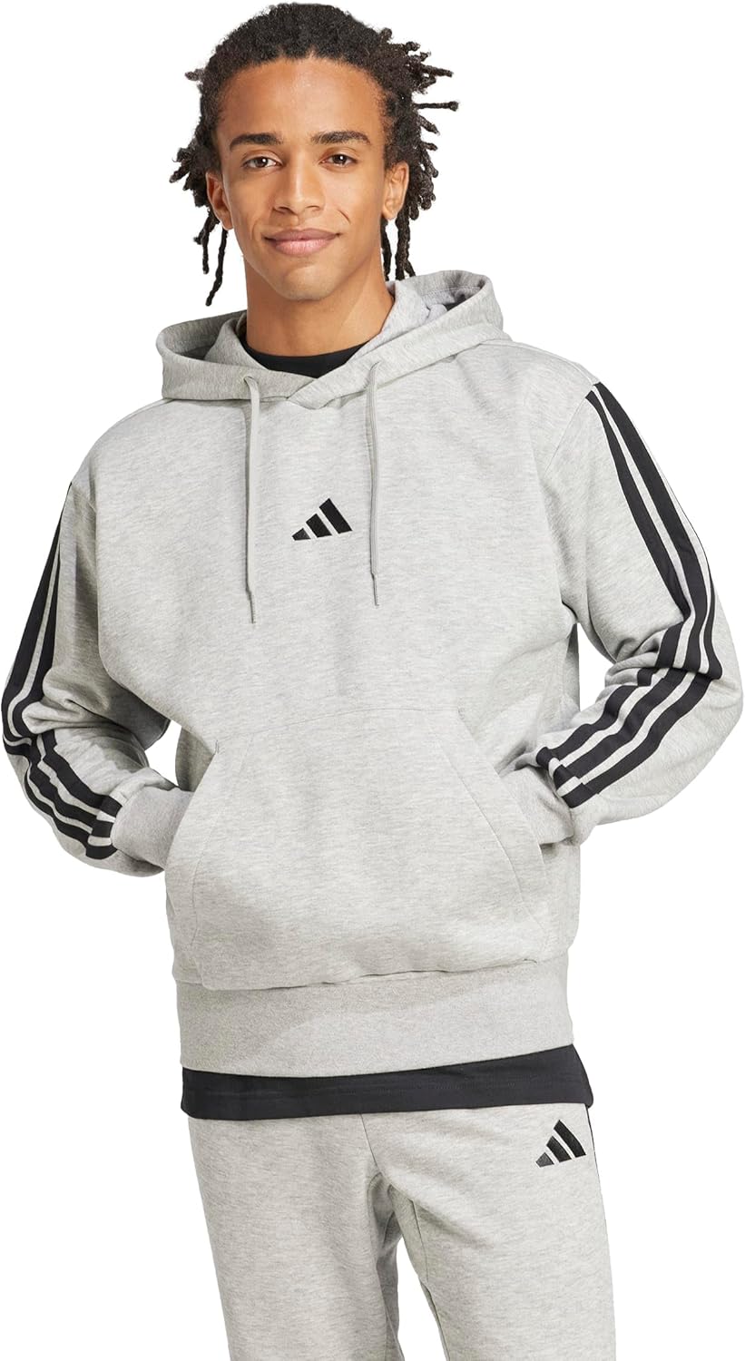 adidas Men's ESSENTIAL THREE STRIPES FLEECE HOODIE Hooded Sweatshirt (Pack of 1)
