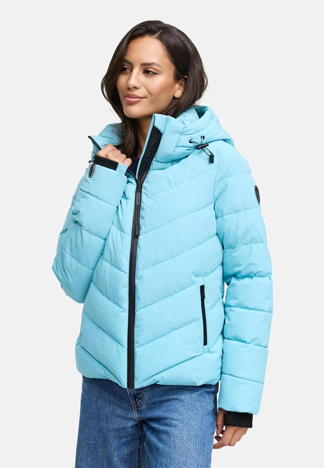 MARIKOO Women's Winter Jacket, Warm Quilted Jacket with Detachable Hood, Samuiaa XVI XS-3XL