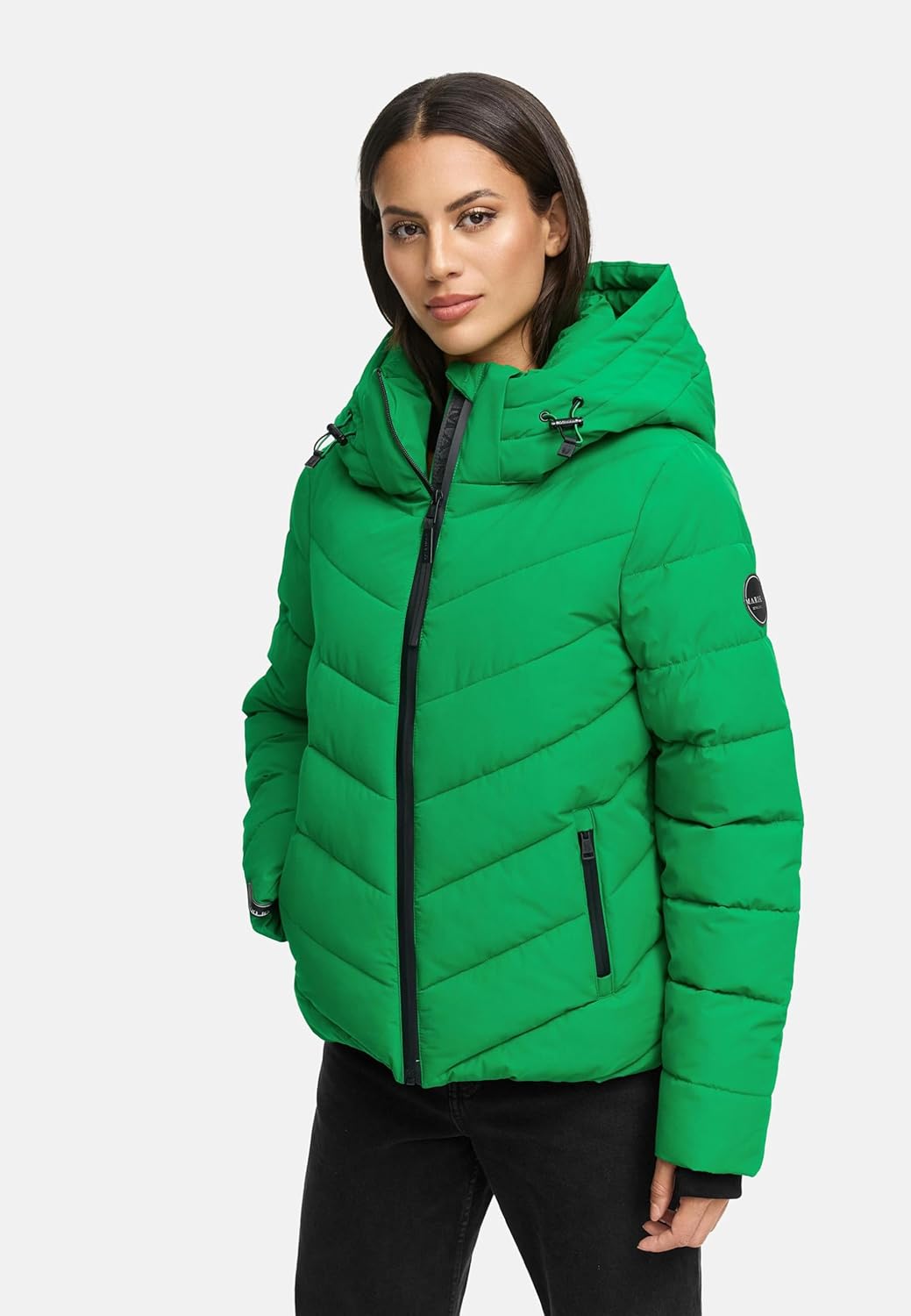 MARIKOO Women's Winter Jacket, Warm Quilted Jacket with Detachable Hood, Samuiaa XVI XS-3XL