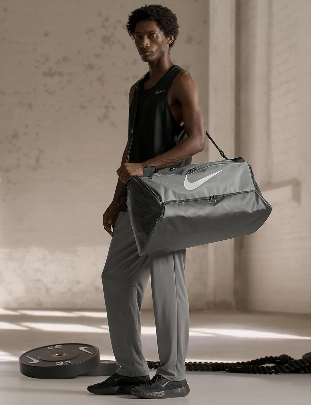 NIKE Unisex gym bag Black/Black/White, One Size