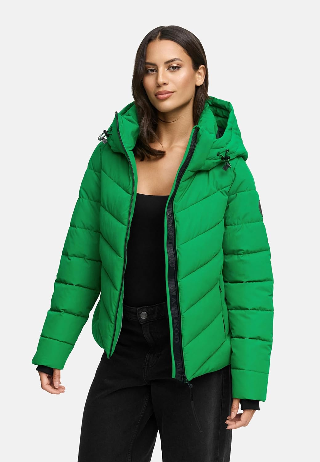 MARIKOO Women's Winter Jacket, Warm Quilted Jacket with Detachable Hood, Samuiaa XVI XS-3XL