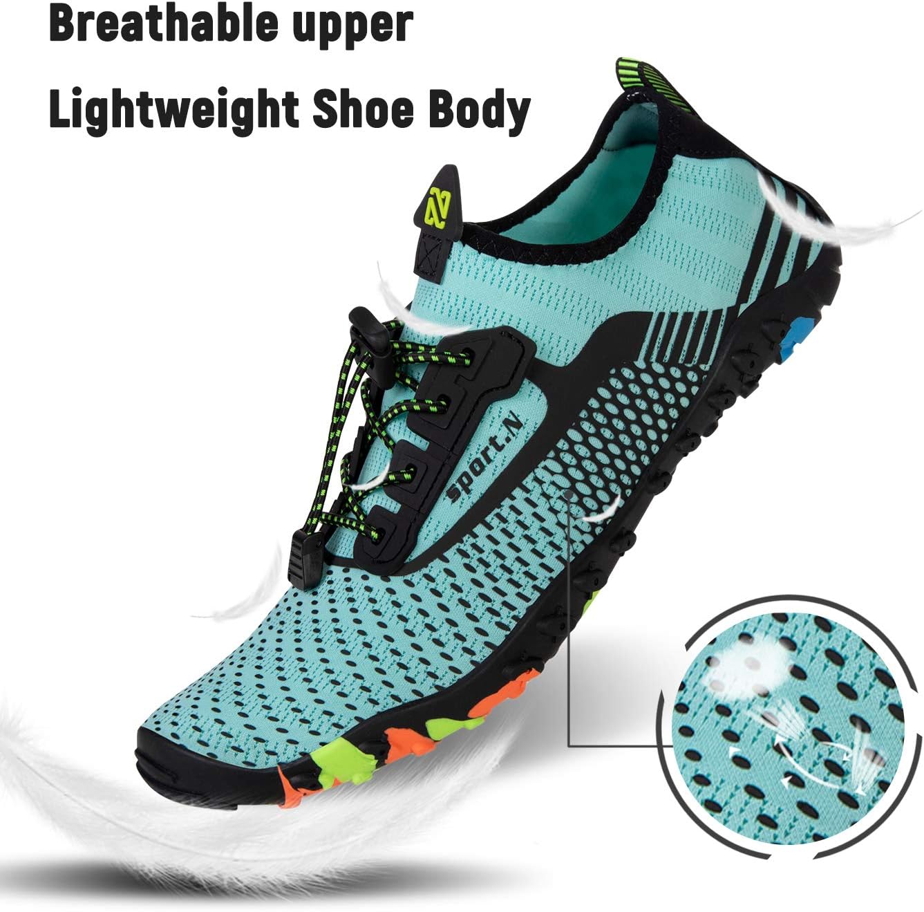 Water Shoes Men Women Quick Dry Sports Water Shoes Unisex Swimming Shoes with 14 Drainage Holes for Bath, Walking, Yoga, Lake, Beach, Garden, Park, Driving, Boating