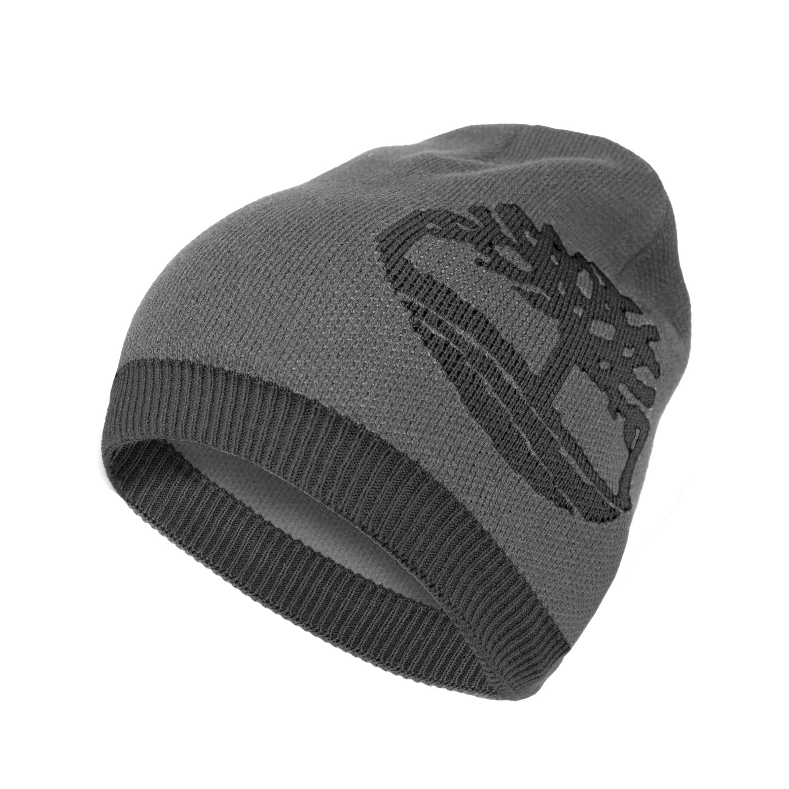 Timberland Men’s Logo Pull-On Beanie - Soft Ribbed Knit Winter Hat, Jacquard Tree Design, Warm Stretch Fit for Cold Weather