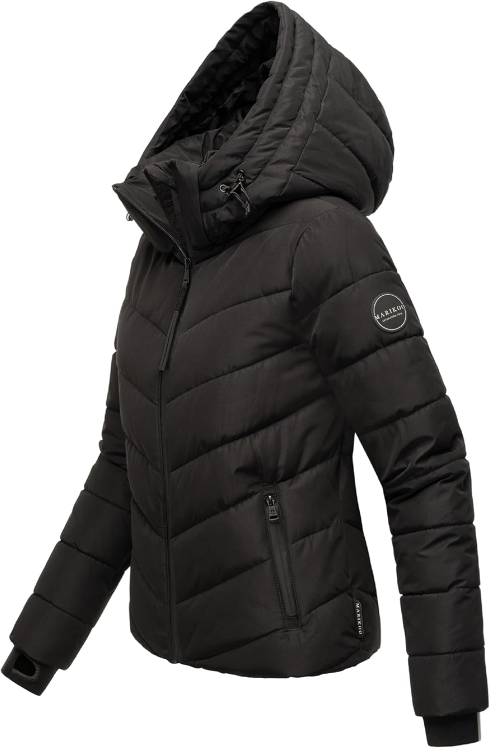 MARIKOO Women's Winter Jacket, Warm Quilted Jacket with Detachable Hood, Samuiaa XVI XS-3XL
