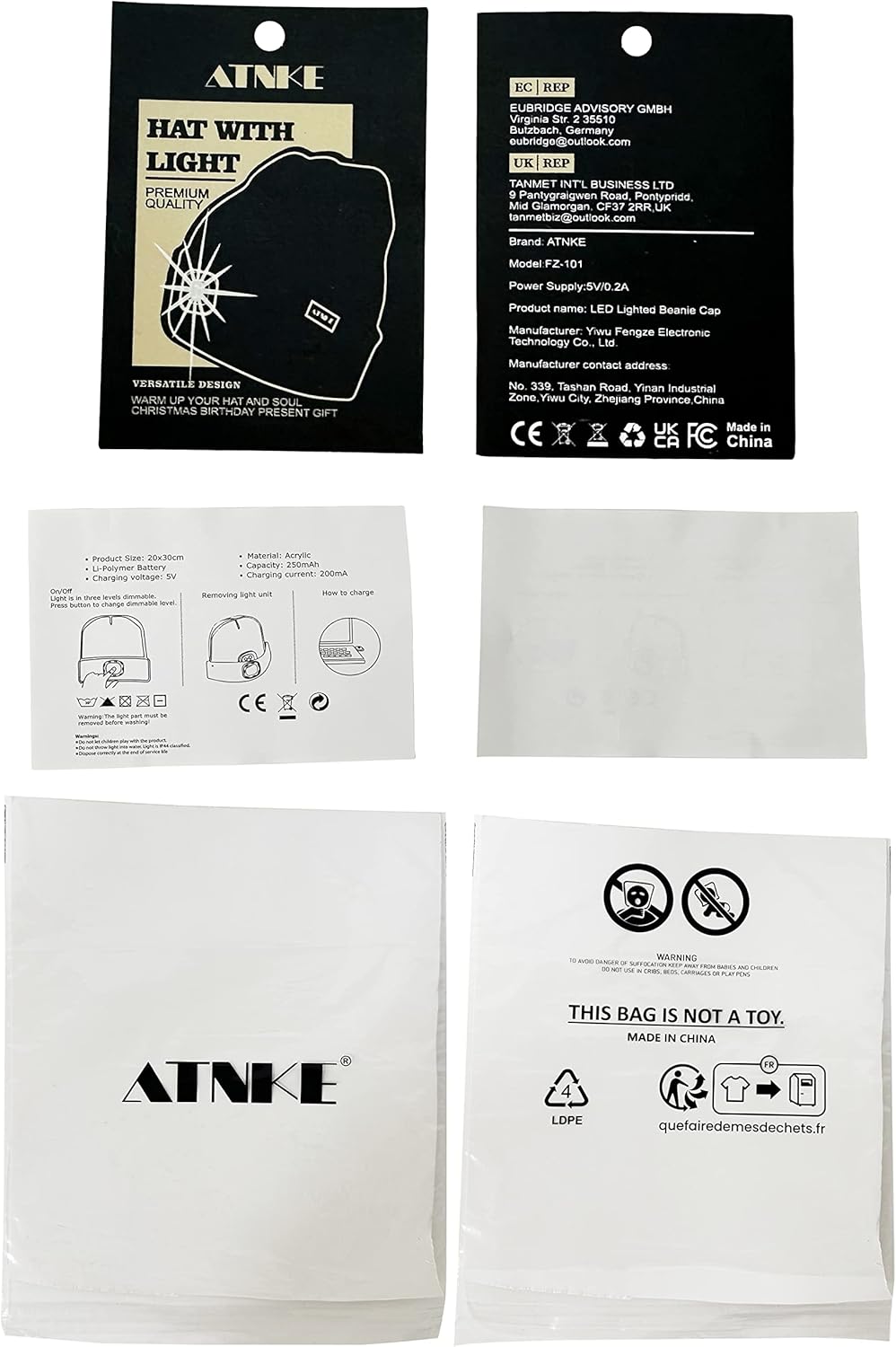 ATNKE Unisex winter hat with led light