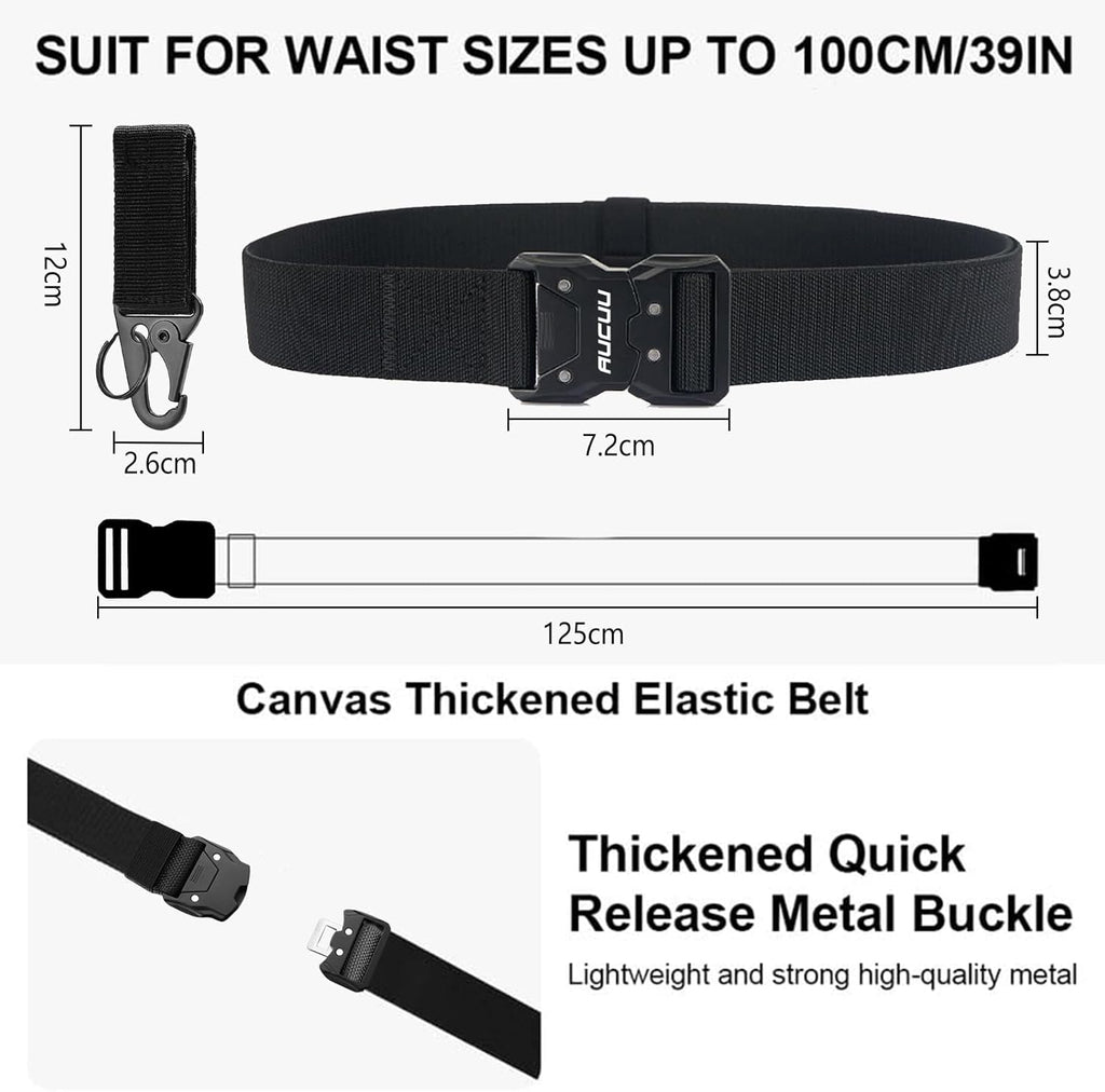 Men's Tactical Belt, Nylon Canvas Belt for Men, Military Tactical Belt, Adjustable Nylon Belts for Travel, Sports and Daily Use(Width 3.8cm)