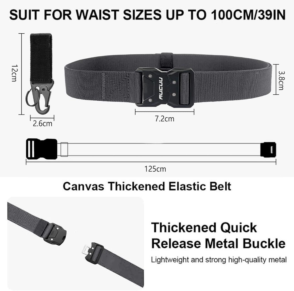 Men's Tactical Belt, Nylon Canvas Belt for Men, Military Tactical Belt, Adjustable Nylon Belts for Travel, Sports and Daily Use(Width 3.8cm)