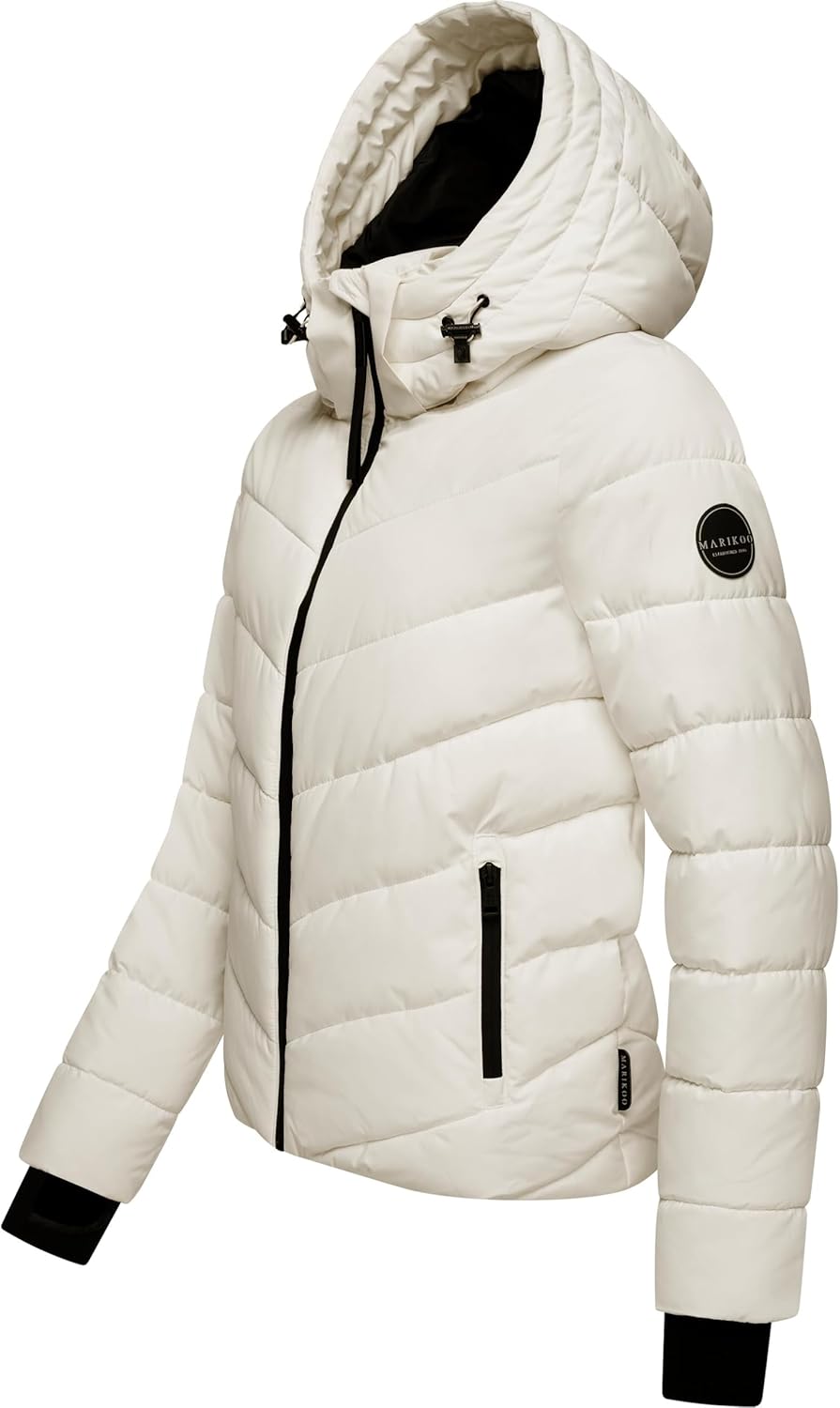 MARIKOO Women's Winter Jacket, Warm Quilted Jacket with Detachable Hood, Samuiaa XVI XS-3XL