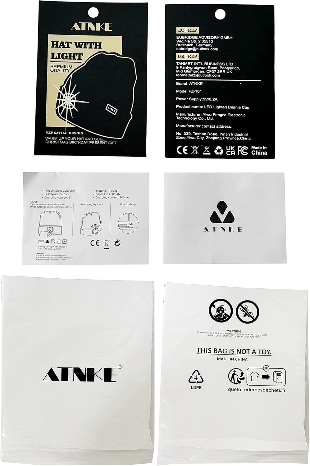 ATNKE Unisex winter hat with led light