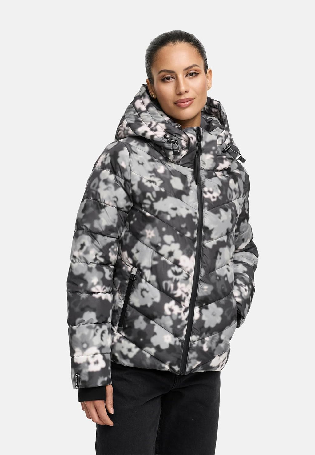 MARIKOO Women's Winter Jacket, Warm Quilted Jacket with Detachable Hood, Samuiaa XVI XS-3XL