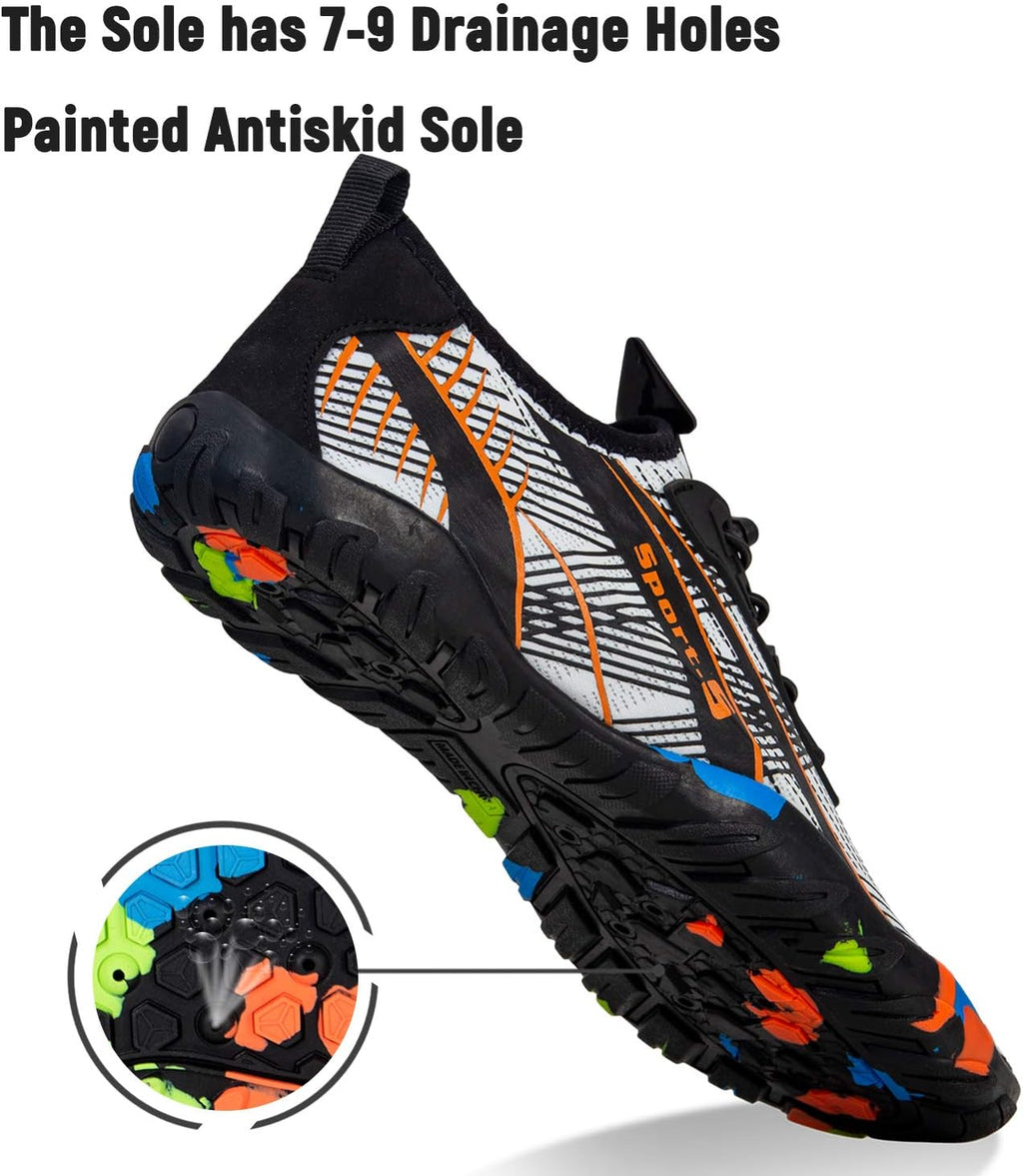 Water Shoes Men Women Quick Dry Sports Water Shoes Unisex Swimming Shoes with 14 Drainage Holes for Bath, Walking, Yoga, Lake, Beach, Garden, Park, Driving, Boating