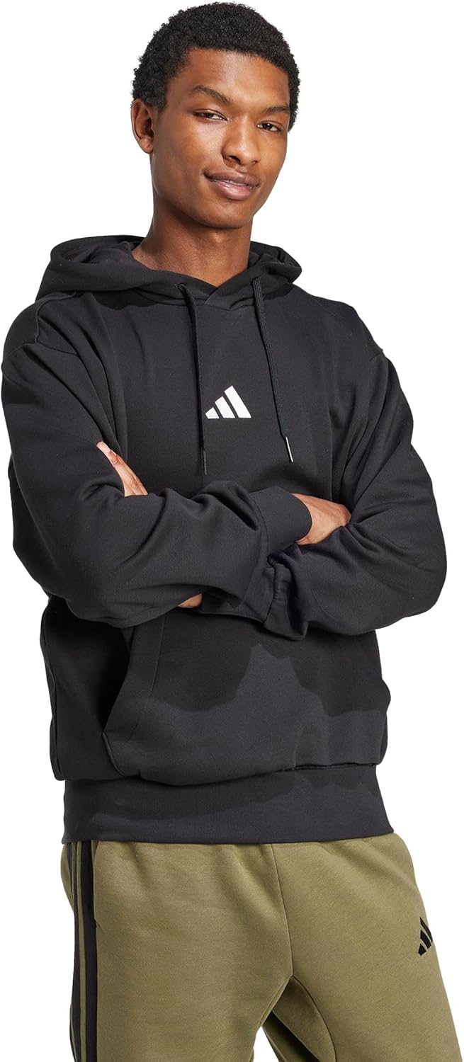 adidas Mezczyzni ESSENTIALS FEELCOZY FLEECE HOODIE, black/white, XL