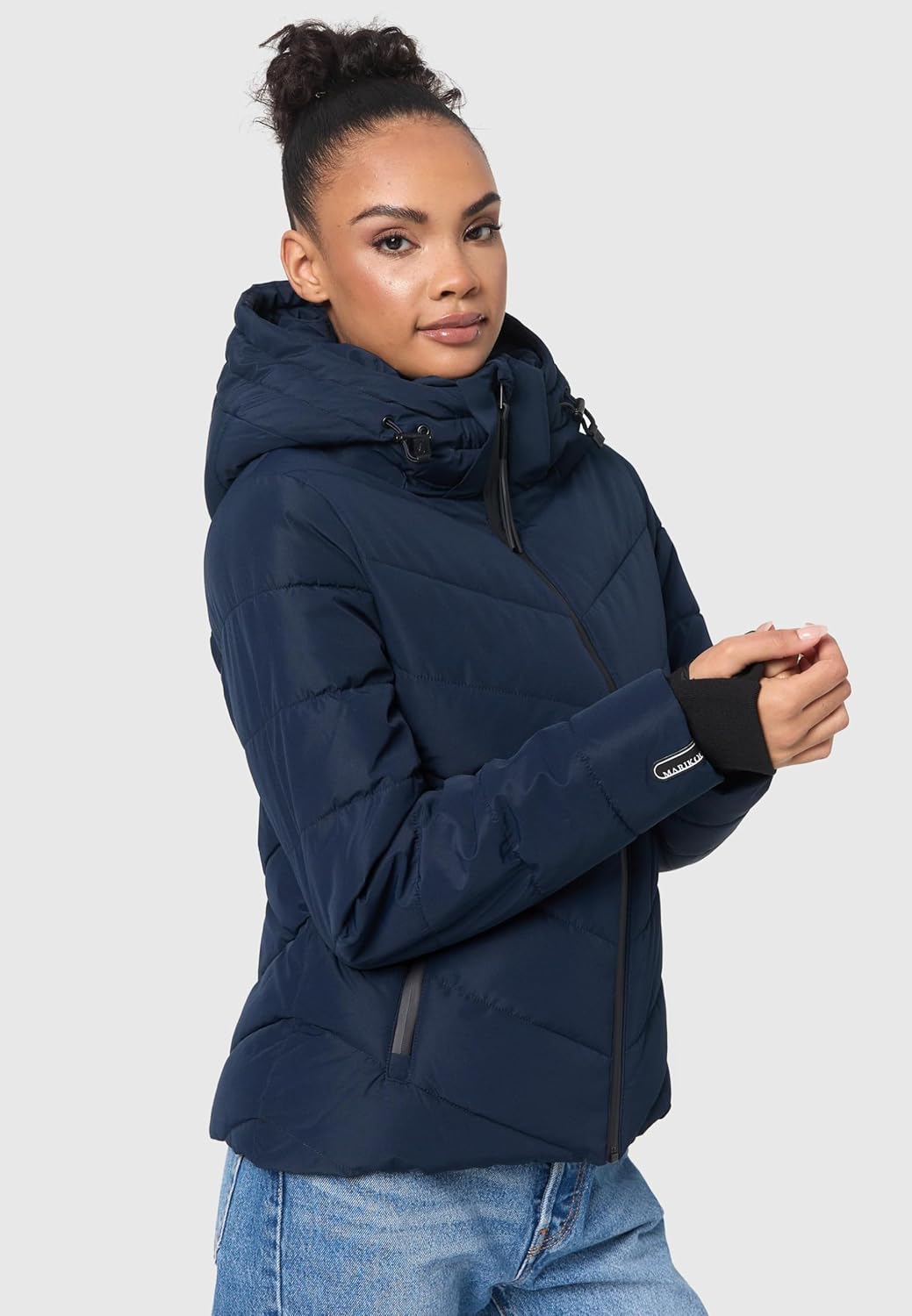 MARIKOO Women's Winter Jacket, Warm Quilted Jacket with Detachable Hood, Samuiaa XVI XS-3XL