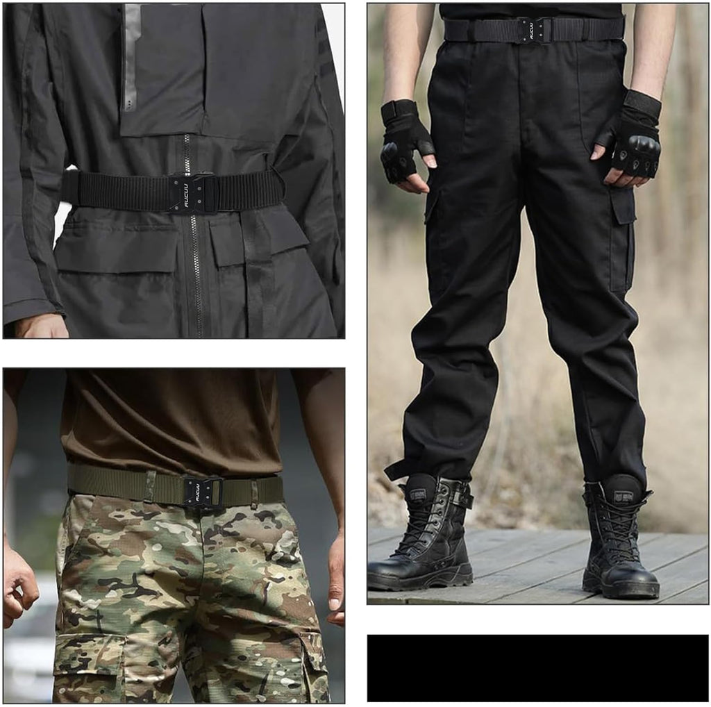 Men's Tactical Belt, Nylon Canvas Belt for Men, Military Tactical Belt, Adjustable Nylon Belts for Travel, Sports and Daily Use(Width 3.8cm)