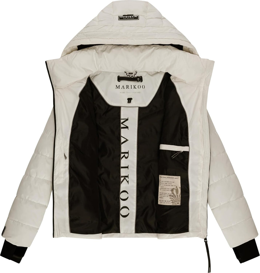 MARIKOO Women's Winter Jacket, Warm Quilted Jacket with Detachable Hood, Samuiaa XVI XS-3XL