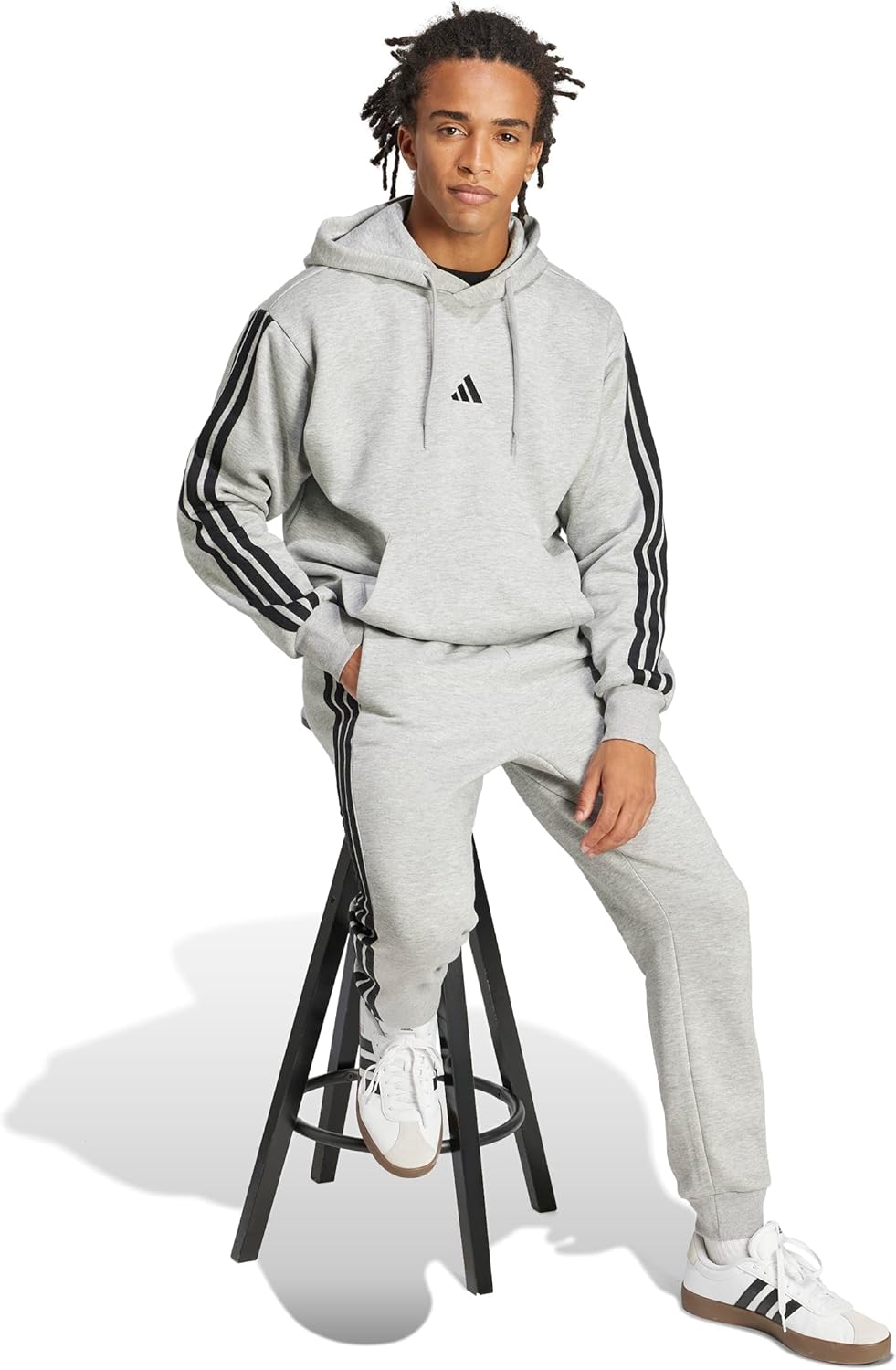 adidas Men's ESSENTIAL THREE STRIPES FLEECE HOODIE Hooded Sweatshirt (Pack of 1)