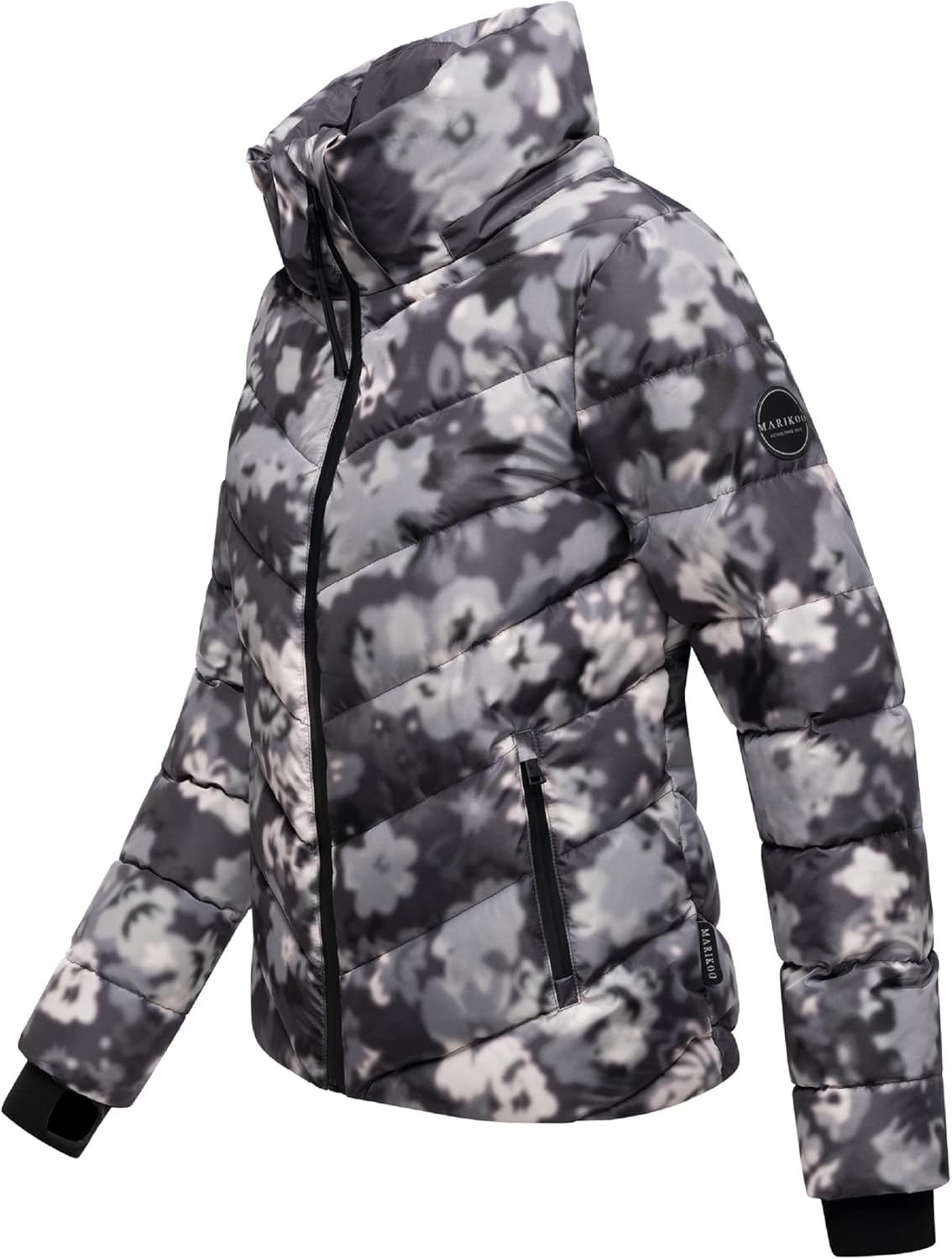 MARIKOO Women's Winter Jacket, Warm Quilted Jacket with Detachable Hood, Samuiaa XVI XS-3XL