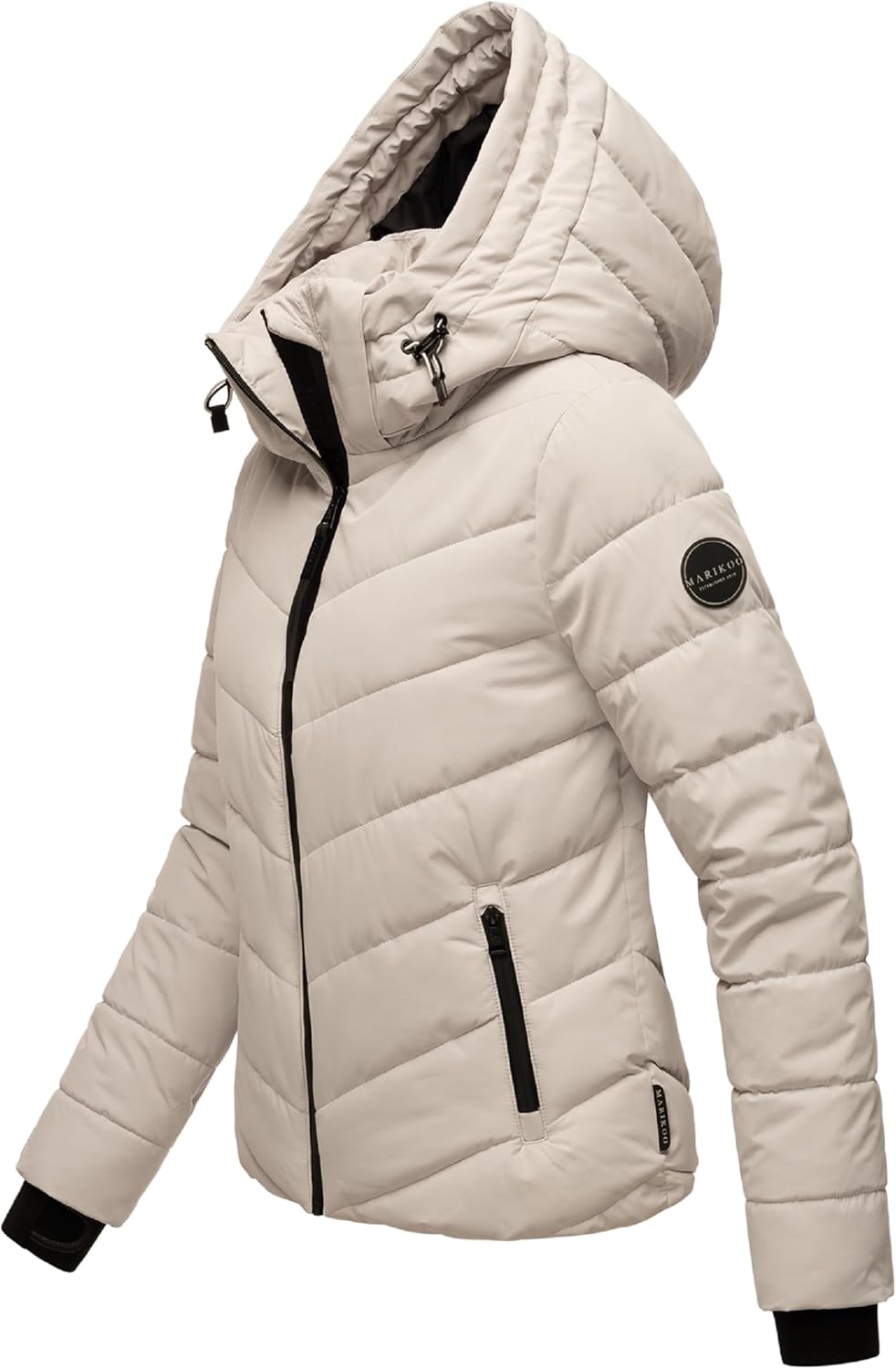 MARIKOO Women's Winter Jacket, Warm Quilted Jacket with Detachable Hood, Samuiaa XVI XS-3XL