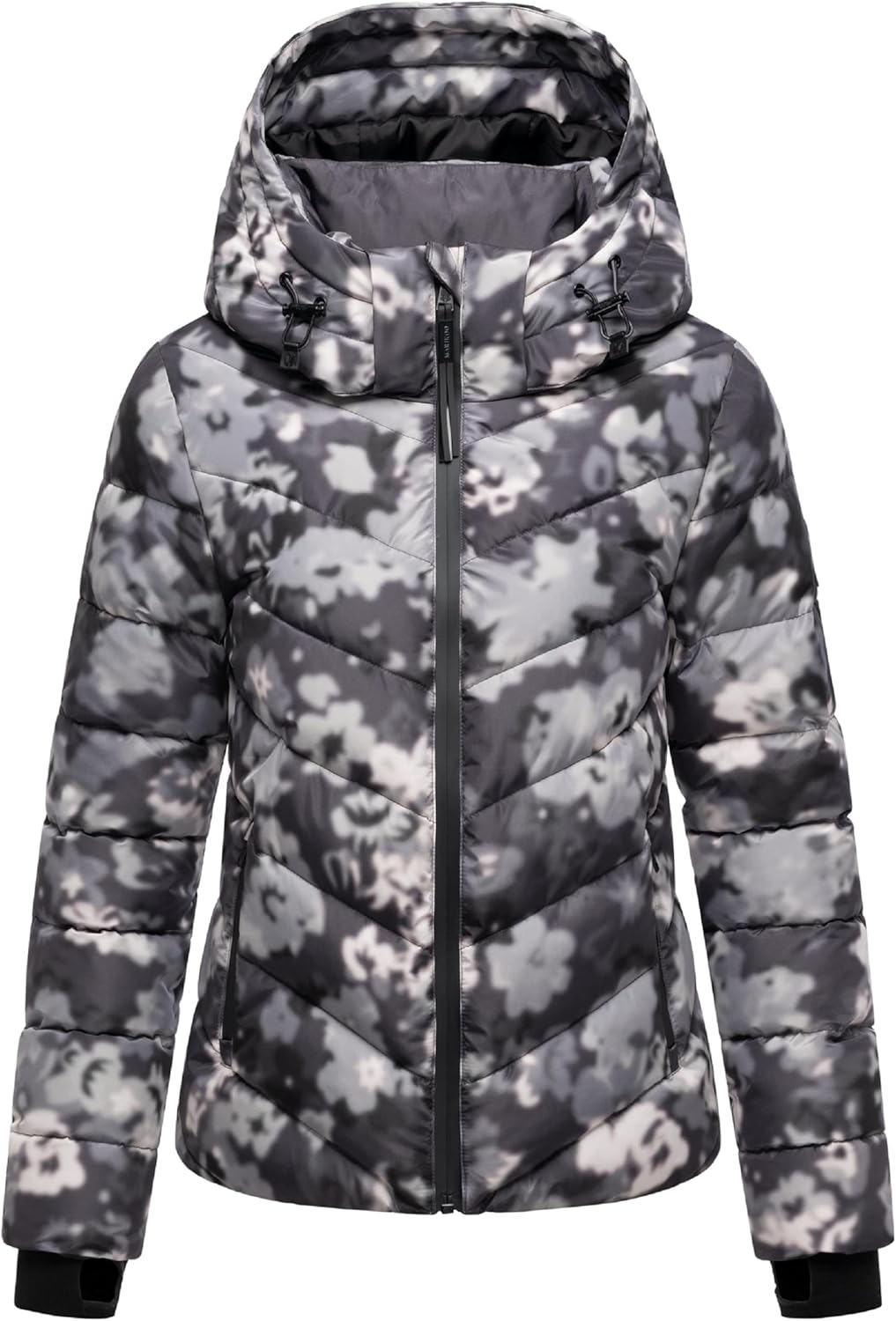 MARIKOO Women's Winter Jacket, Warm Quilted Jacket with Detachable Hood, Samuiaa XVI XS-3XL