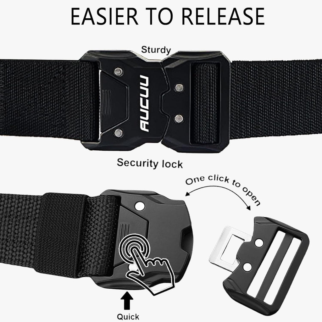 Men's Tactical Belt, Nylon Canvas Belt for Men, Military Tactical Belt, Adjustable Nylon Belts for Travel, Sports and Daily Use(Width 3.8cm)