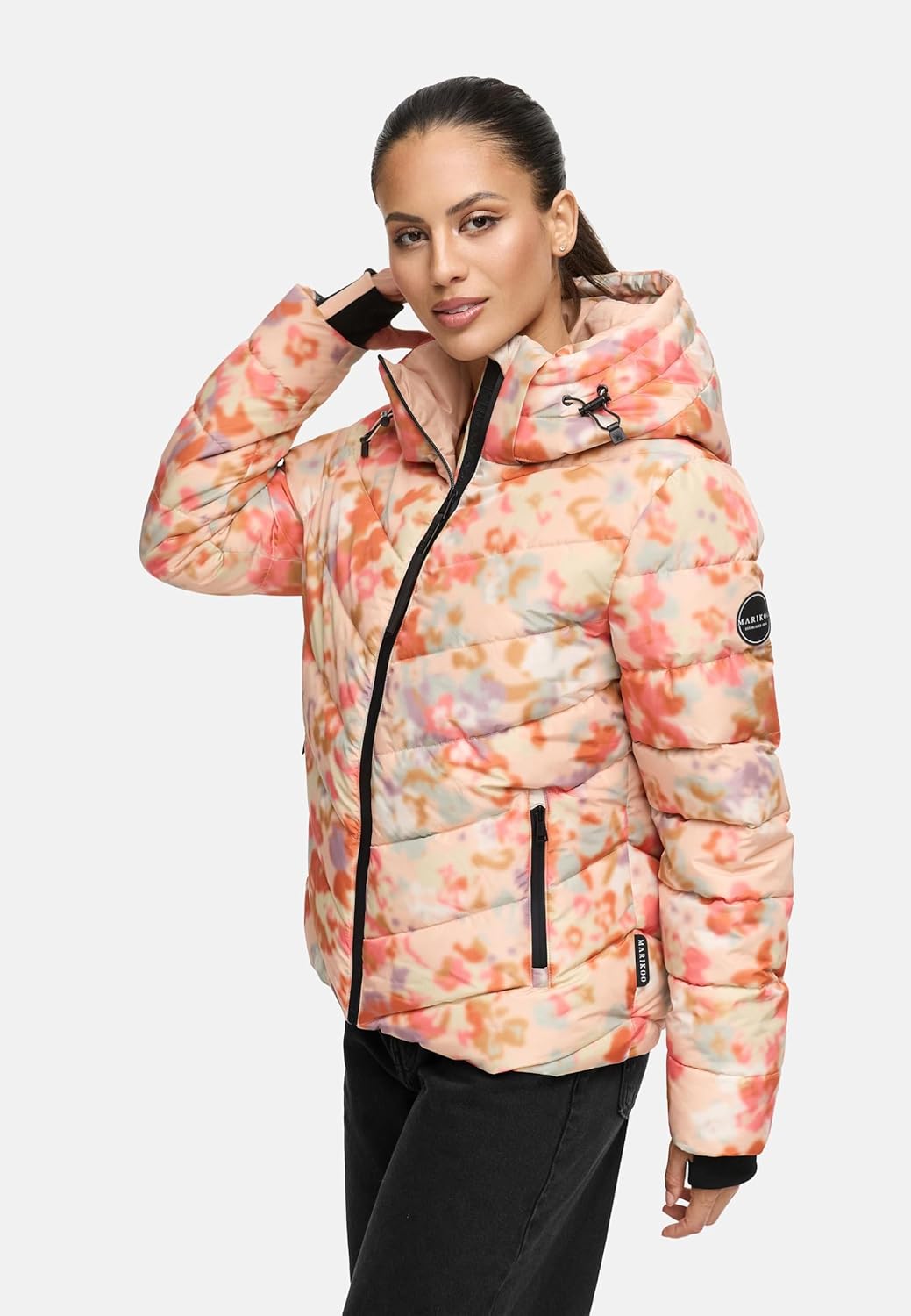 MARIKOO Women's Winter Jacket, Warm Quilted Jacket with Detachable Hood, Samuiaa XVI XS-3XL