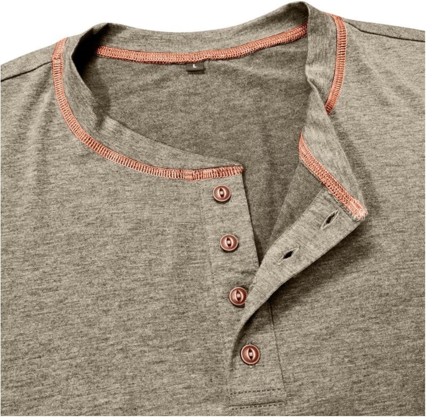 Men's Long Sleeve T-Shirt Long Cotton Henley Turtleneck Casual T-Shirt M-2XL