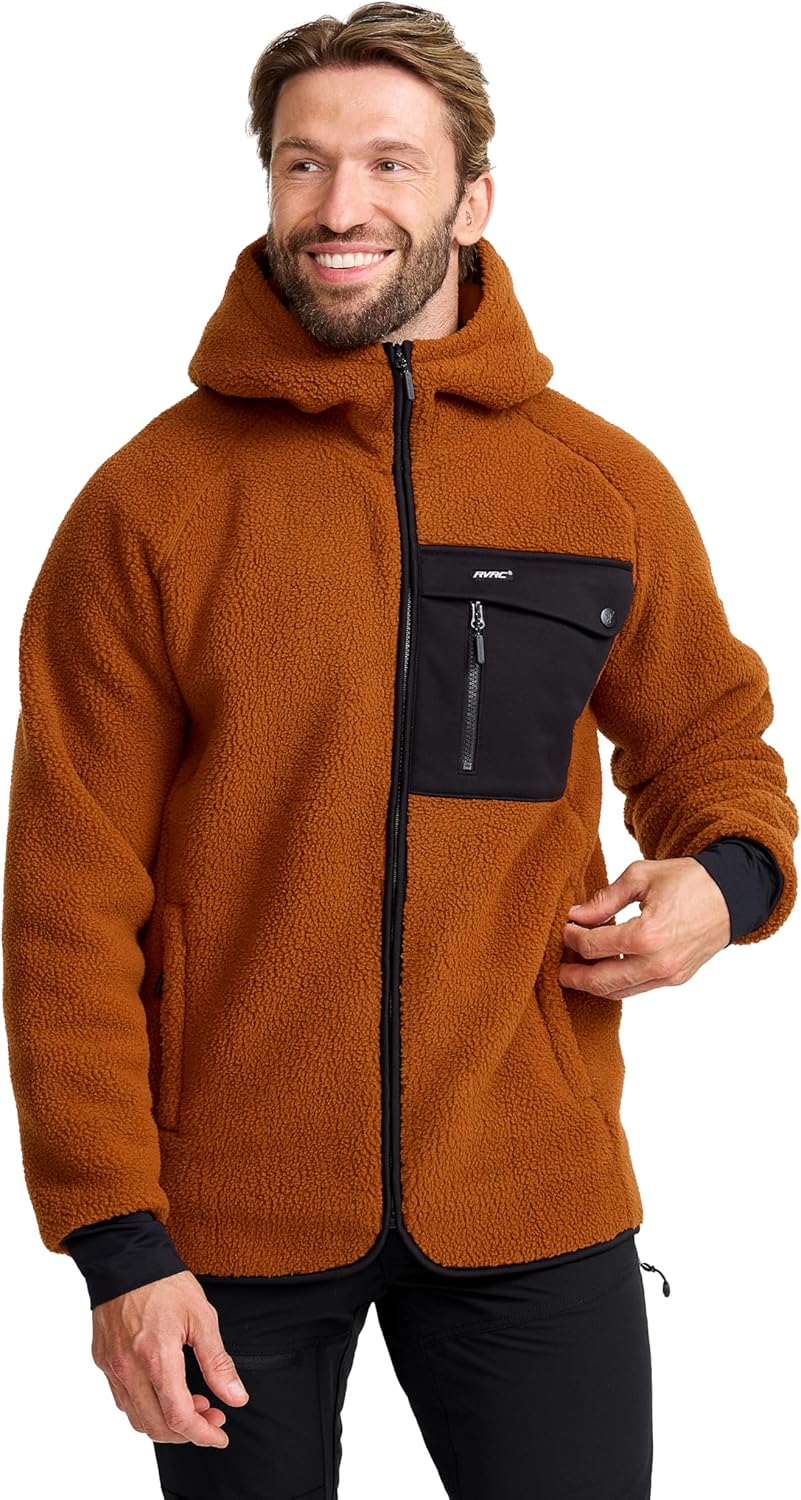 RevolutionRace Men's Sherpa Hoodie, Fleece Jacket for All Outdoor Activities