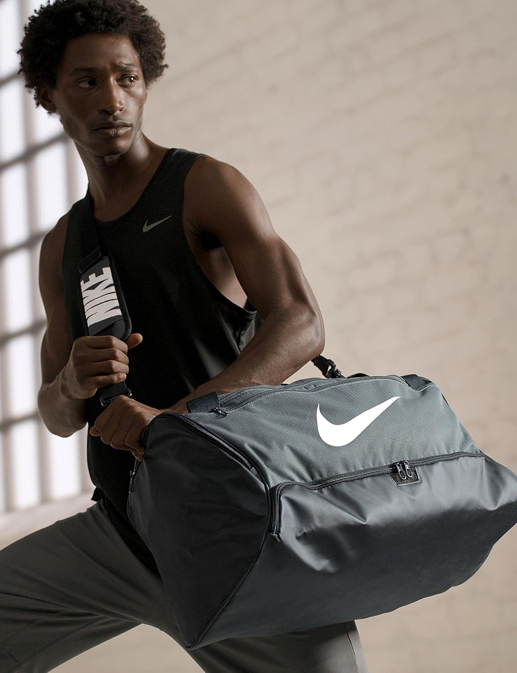 NIKE Unisex gym bag Black/Black/White, One Size