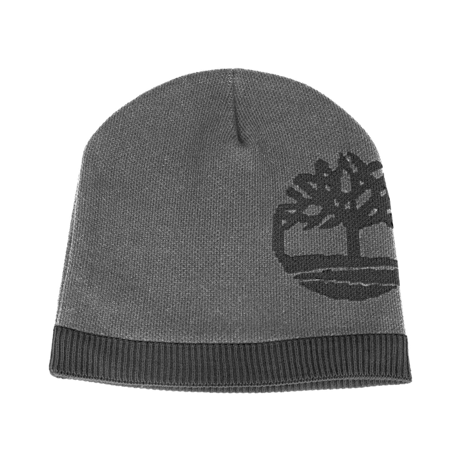 Timberland Men’s Logo Pull-On Beanie - Soft Ribbed Knit Winter Hat, Jacquard Tree Design, Warm Stretch Fit for Cold Weather
