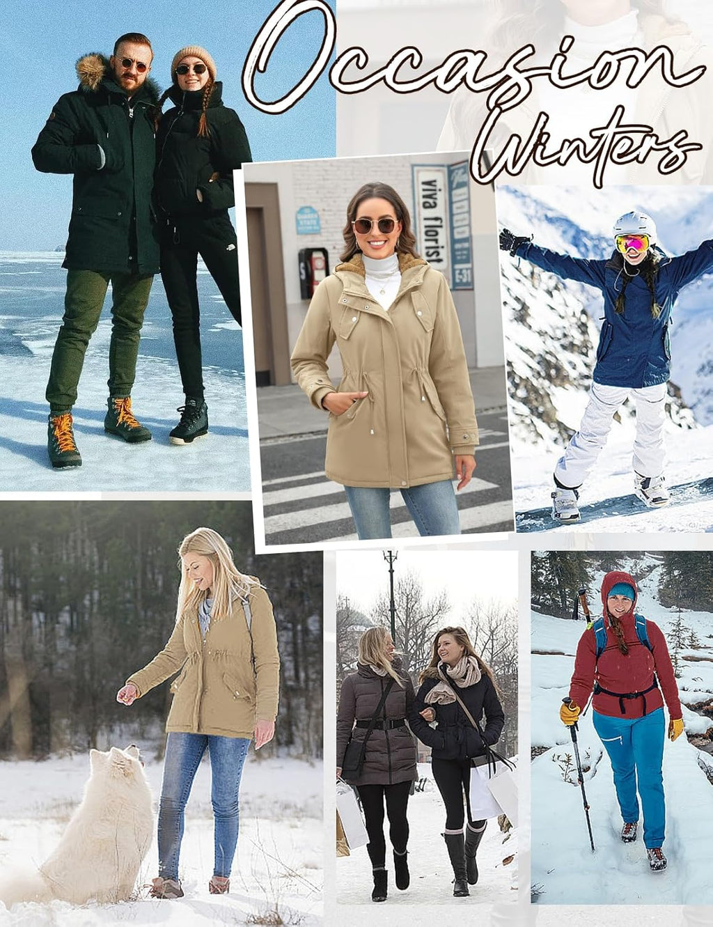 CMTOP Women Winter Jackets UK Thick Fleece Lined Ladies Coats Warm Fuzzy Waterproof Coat Padded Windproof Ladies Coats Thermal Outdoor Parka Jacket Hooded Outwear with Pockets