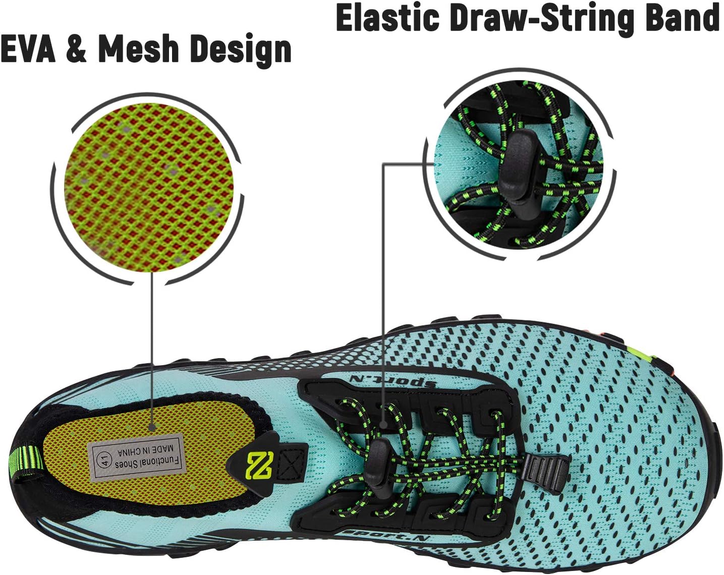 Water Shoes Men Women Quick Dry Sports Water Shoes Unisex Swimming Shoes with 14 Drainage Holes for Bath, Walking, Yoga, Lake, Beach, Garden, Park, Driving, Boating