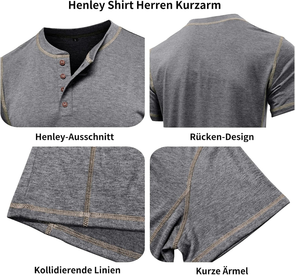 Men's Long Sleeve T-Shirt Long Cotton Henley Turtleneck Casual T-Shirt M-2XL