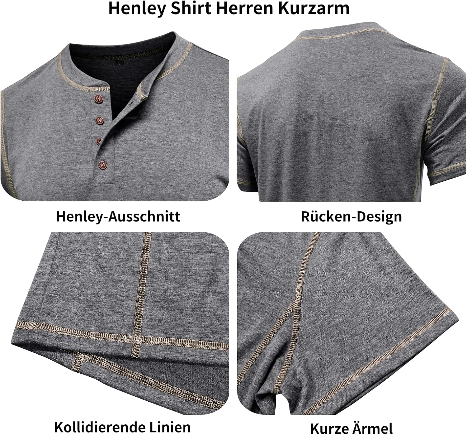 Men's Long Sleeve T-Shirt Long Cotton Henley Turtleneck Casual T-Shirt M-2XL