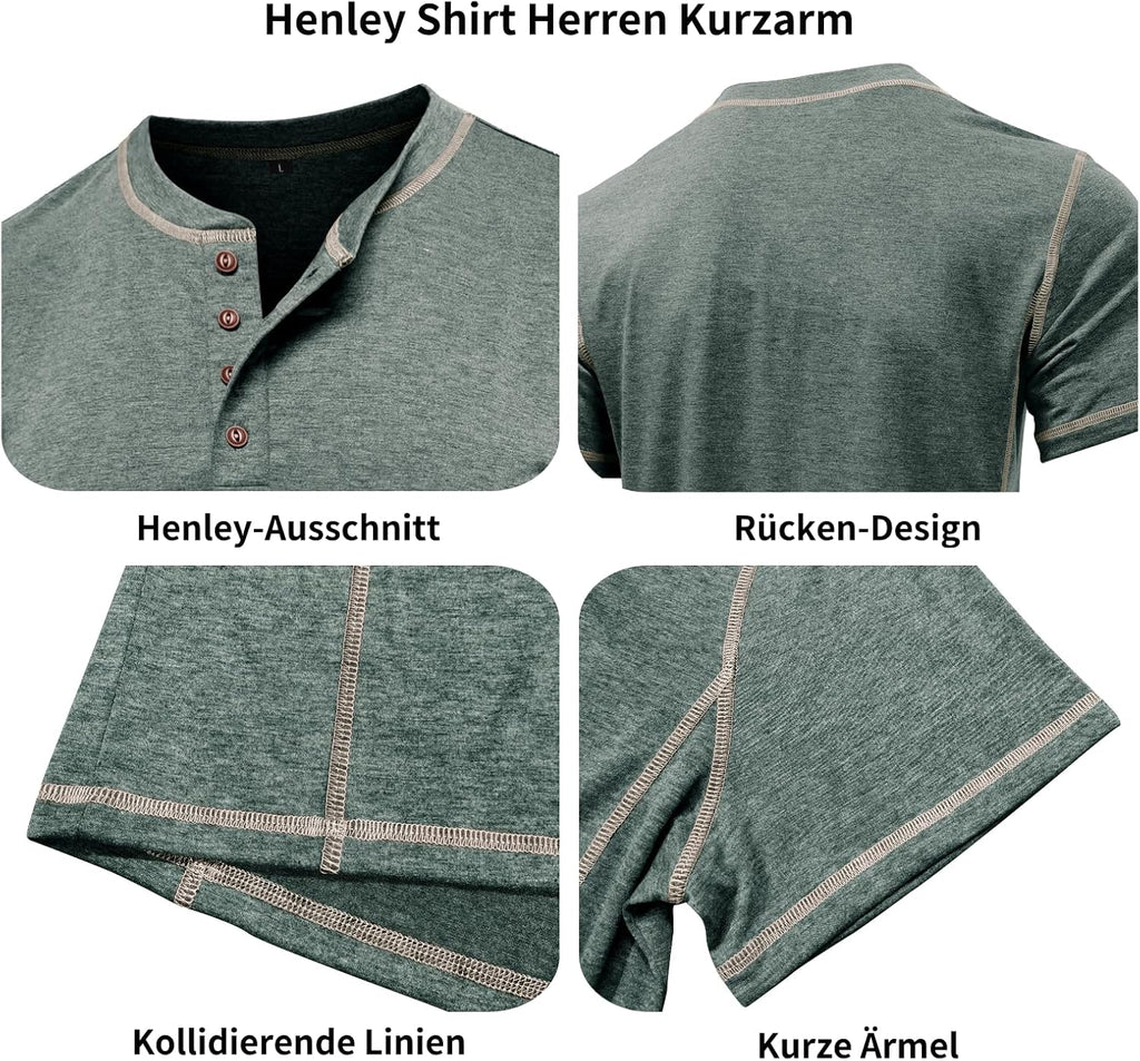 Men's Long Sleeve T-Shirt Long Cotton Henley Turtleneck Casual T-Shirt M-2XL