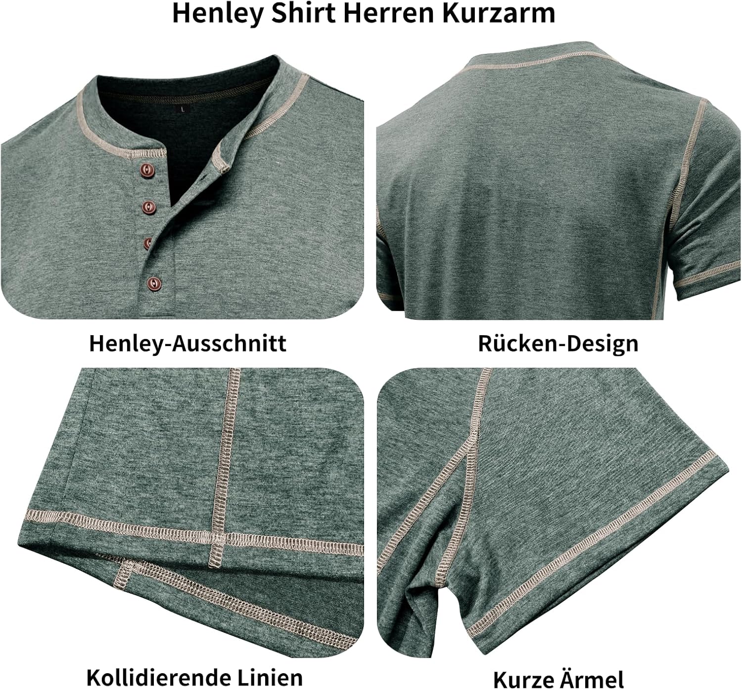 Men's Long Sleeve T-Shirt Long Cotton Henley Turtleneck Casual T-Shirt M-2XL