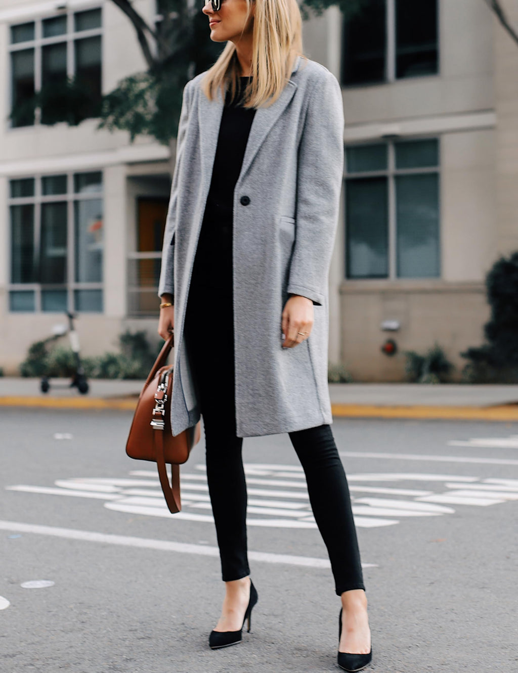 Hooever Women's Winter Wool Coat Casual Notch Lapel Single-Breasted Peacoat