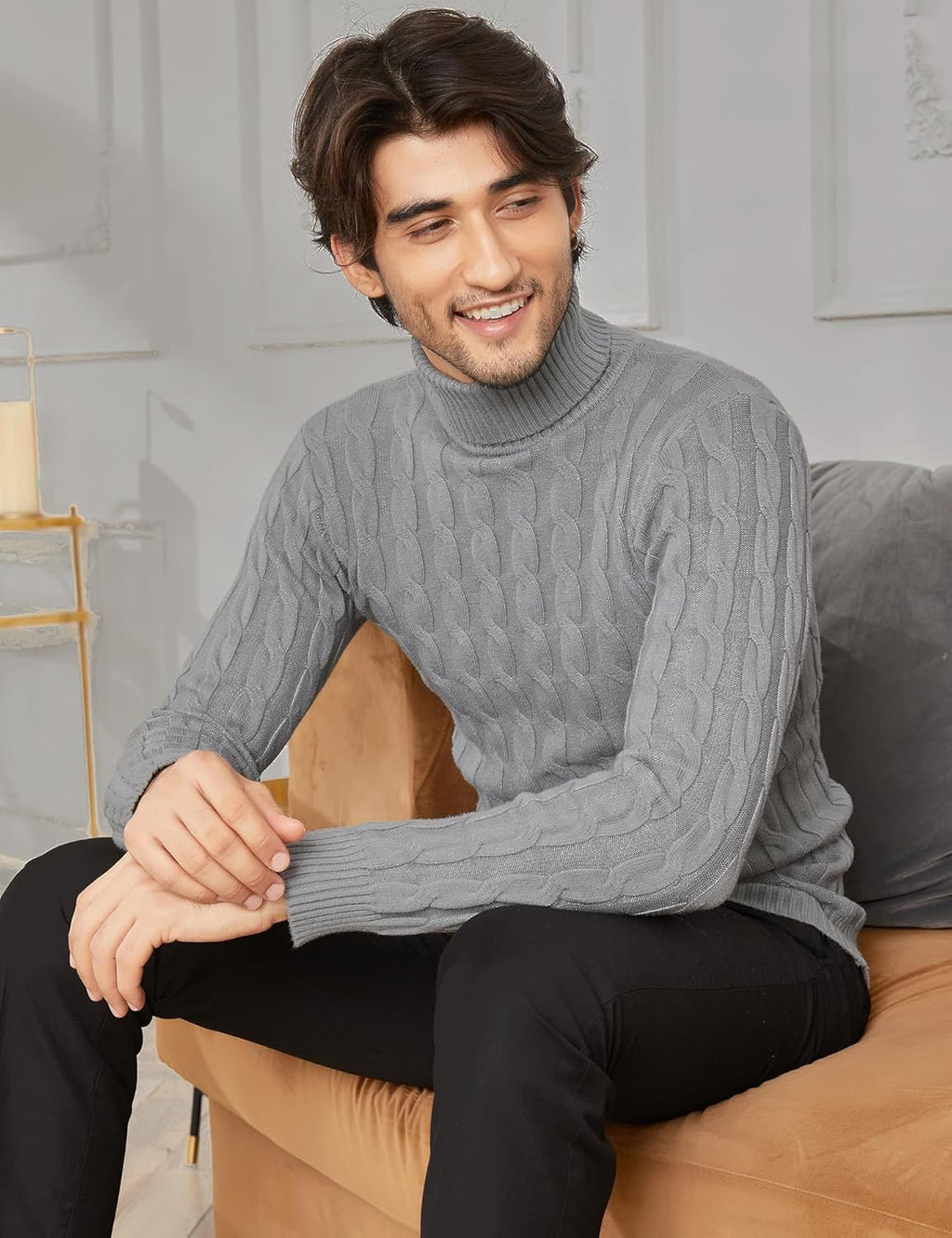 COOFANDY Men's Polo Sweater Fine Knit Long Sleeve Sweater Basic Regular Fit Pullover