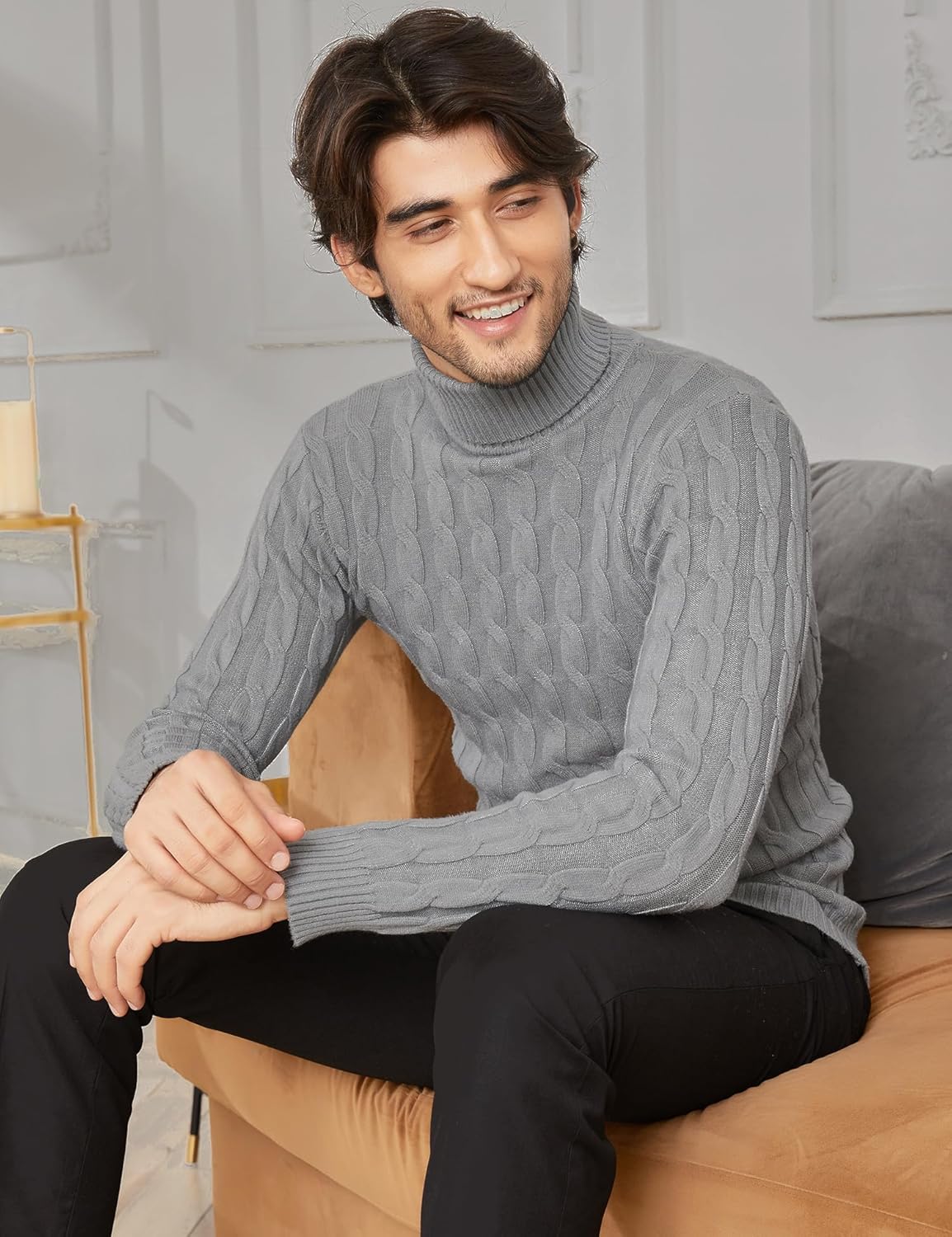 COOFANDY Men's Polo Sweater Fine Knit Long Sleeve Sweater Basic Regular Fit Pullover