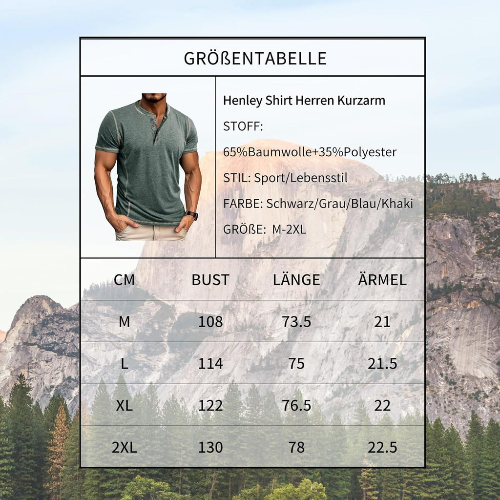 Men's Long Sleeve T-Shirt Long Cotton Henley Turtleneck Casual T-Shirt M-2XL