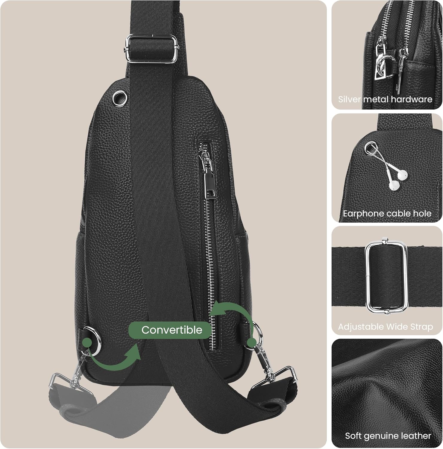 Travel bag in genuine leather for women