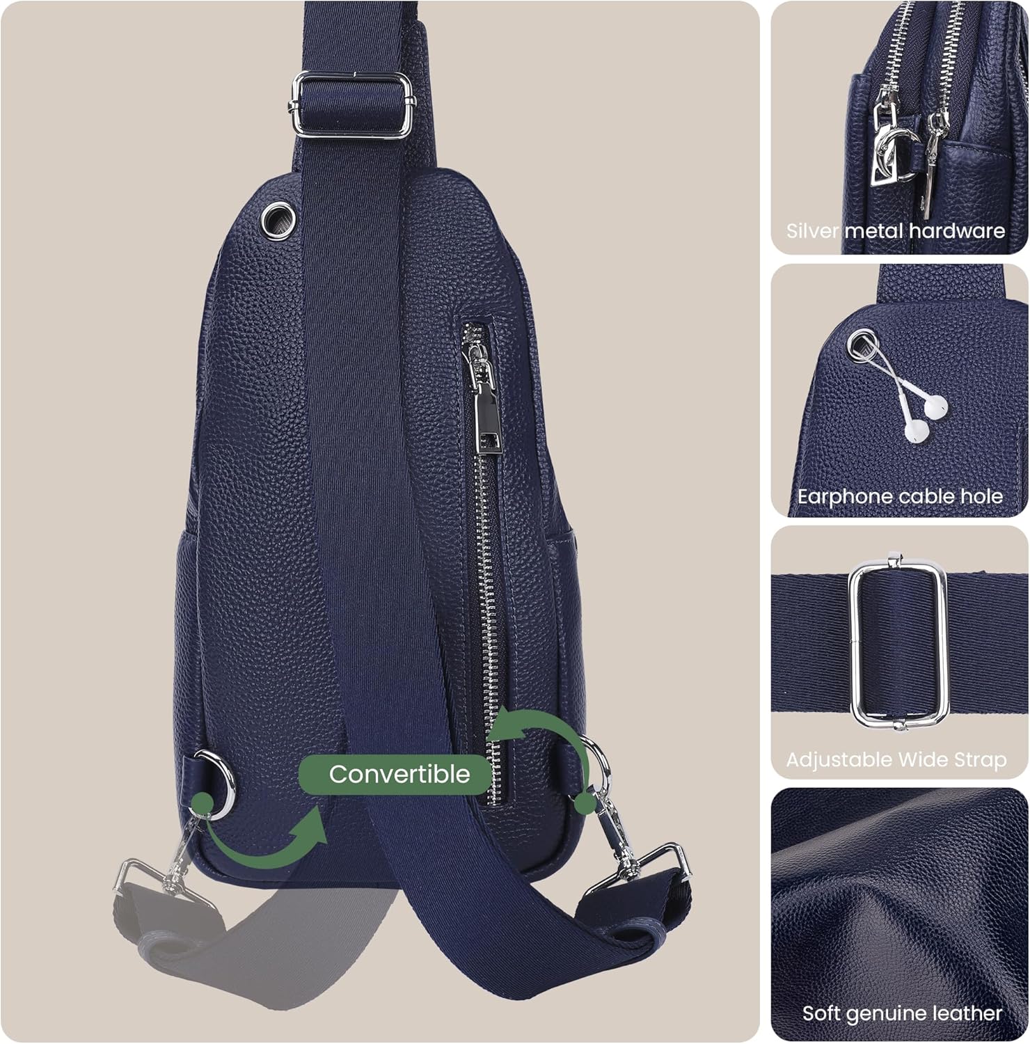 Travel bag in genuine leather for women