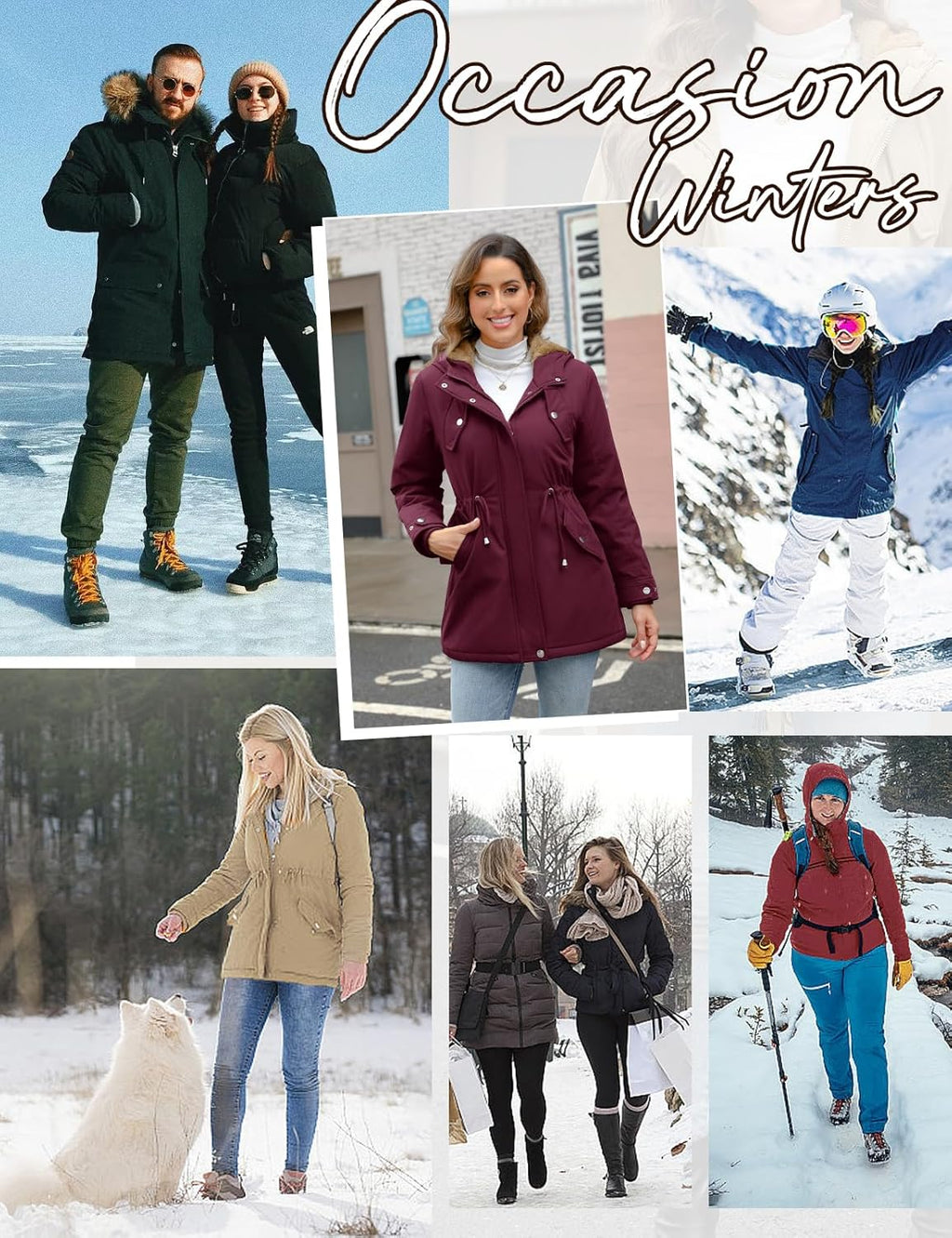 CMTOP Women Winter Jackets UK Thick Fleece Lined Ladies Coats Warm Fuzzy Waterproof Coat Padded Windproof Ladies Coats Thermal Outdoor Parka Jacket Hooded Outwear with Pockets