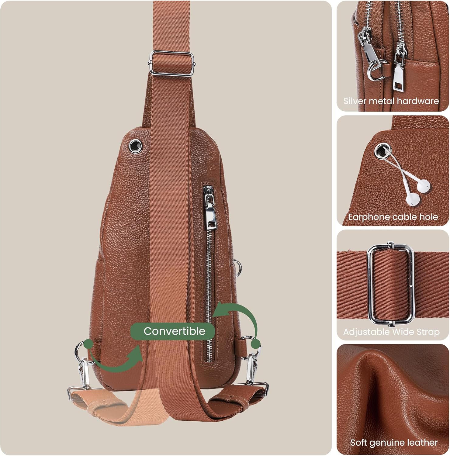 Travel bag in genuine leather for women