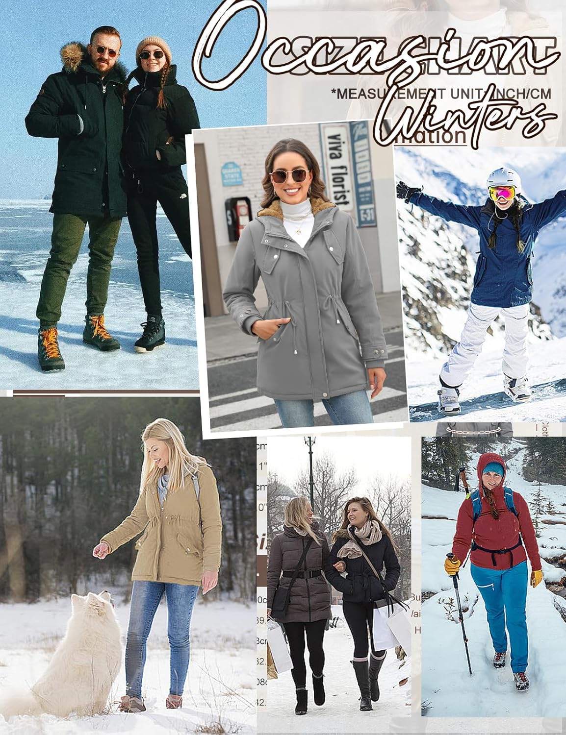 CMTOP Women Winter Jackets UK Thick Fleece Lined Ladies Coats Warm Fuzzy Waterproof Coat Padded Windproof Ladies Coats Thermal Outdoor Parka Jacket Hooded Outwear with Pockets