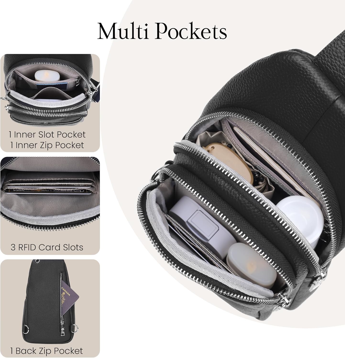 Travel bag in genuine leather for women