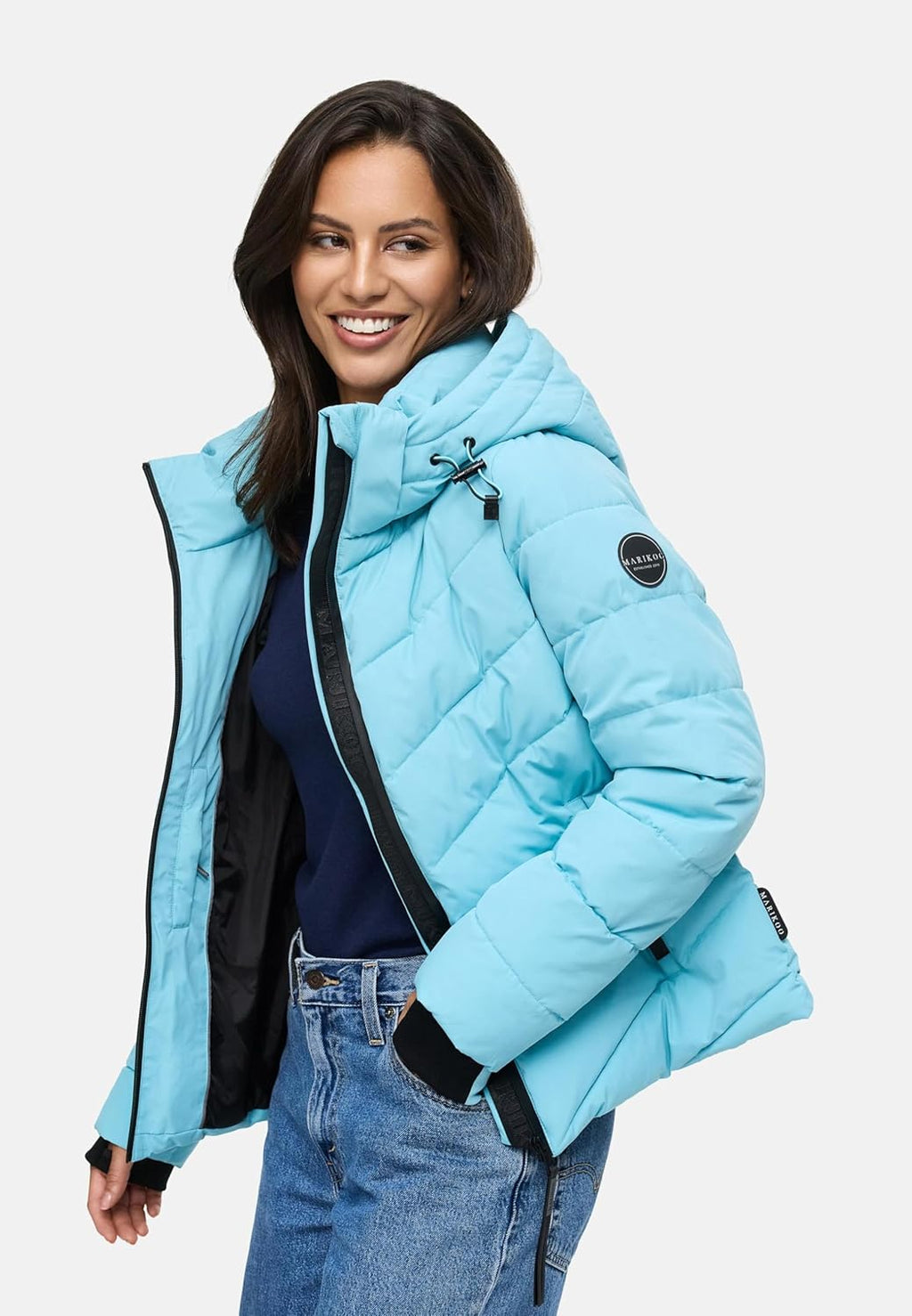 MARIKOO Women's Winter Jacket, Warm Quilted Jacket with Detachable Hood, Samuiaa XVI XS-3XL